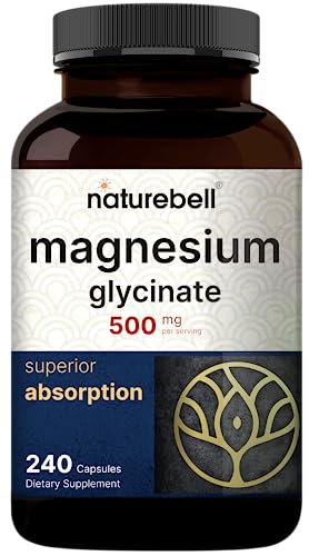 Magnesium Glycinate Capsules 500mg | 240 Count, 100% Chelated &