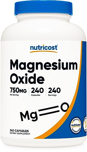 Nutricost Magnesium Oxide 750mg, 240 Capsules - 420mg of Magnesium,