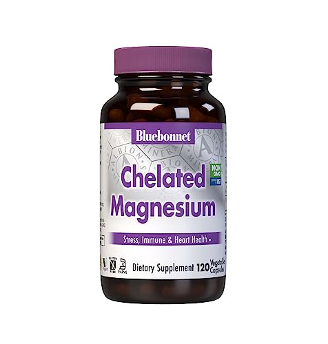 Bluebonnet Nutrition Albion Chelated Magnesium Vegetable Capsule, 200 mg, Stress