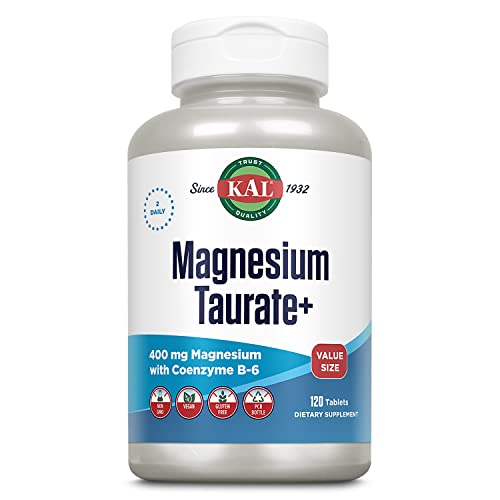 KAL Magnesium Taurate 400mg Plus CoEnzyme Vitamin B6, Chelated Magnesium