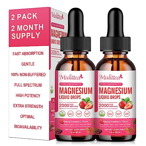 (2 Pack) Magnesium Glycinate Supplement, 1000mg Chelate Magnesium Liquid Drops