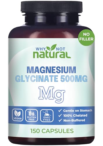 Magnesium Glycinate 500 mg Capsules Supplement - Vegan, 100% Pure,