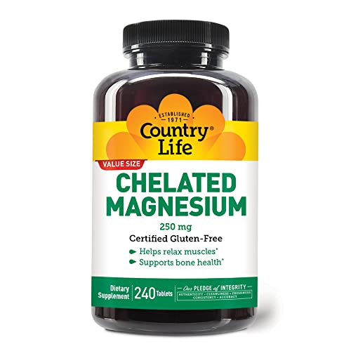 Country Life, Chelated Magnesium 250mg, Supports Bone and Immune Health,