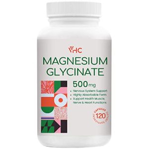 Magnesium Glycinate 500mg Supplement Capsules, Chelated High Absorption Bioavailable Gentle Form Magnesium, Highly Purified Magnesium Mineral Supplements for Women & Men, 120 Veggie Caps, Made in USA